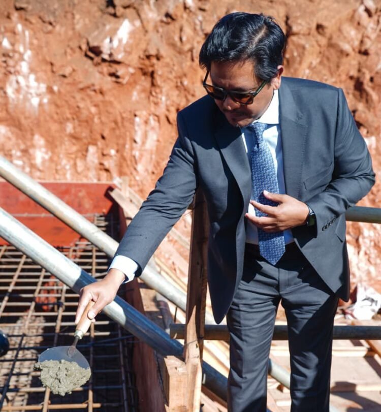 Conrad lays foundation for Mawkhanu Football Stadium