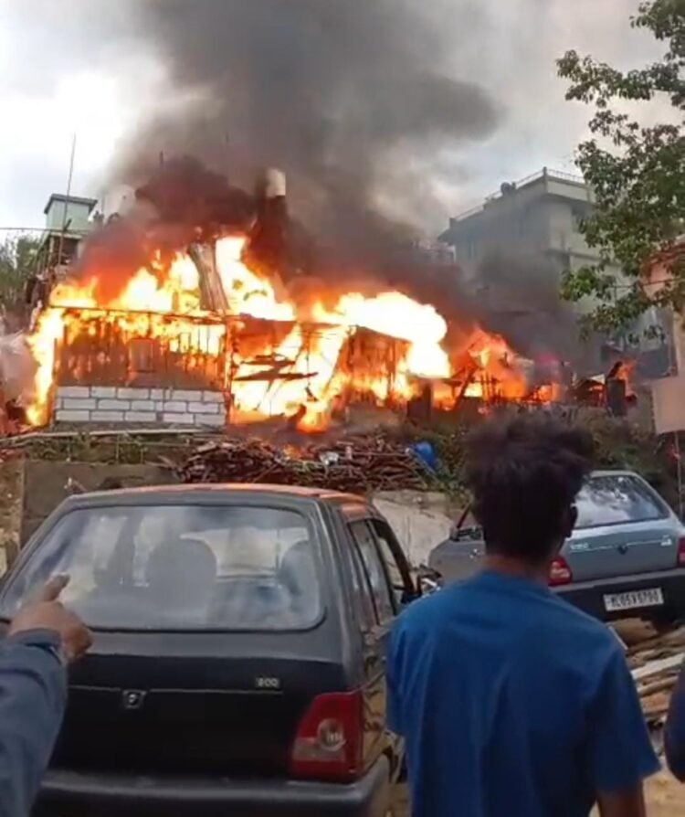 Massive fire engulfs house in Mawlai