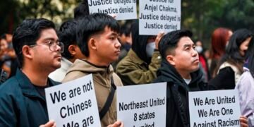 Northeast students hold candlelight march demanding justice for Anjel Chakma