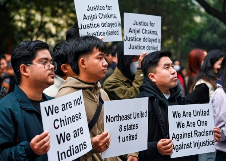 Northeast students hold candlelight march demanding justice for Anjel Chakma