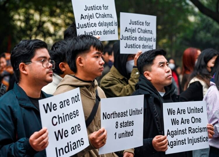 Northeast students hold candlelight march demanding justice for Anjel Chakma