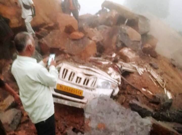 Vehicle trapped under debris after landslide, rescue op on