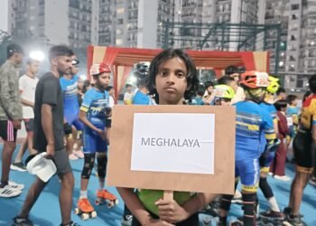 KV Upper Shillong student participating in Speed Skating C’ship