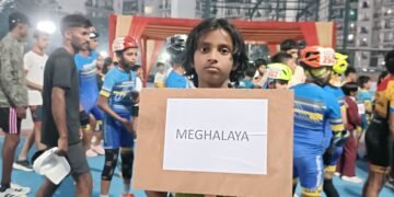 KV Upper Shillong student participating in Speed Skating C’ship