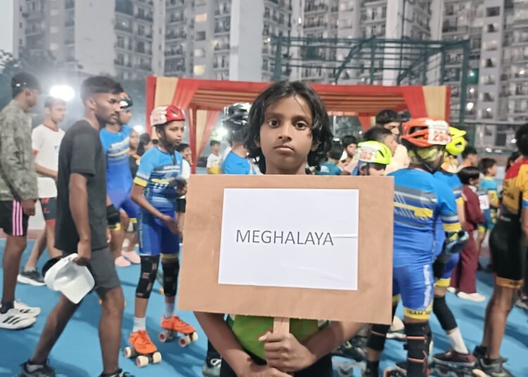 KV Upper Shillong student participating in Speed Skating C’ship
