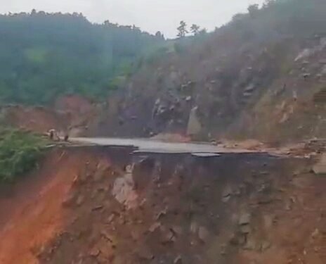 Large chunk of Shillong-Dawki Road washed away