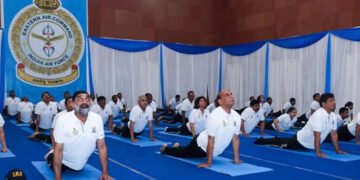 CM joins Defence Minister for yoga at Eastern Air Command