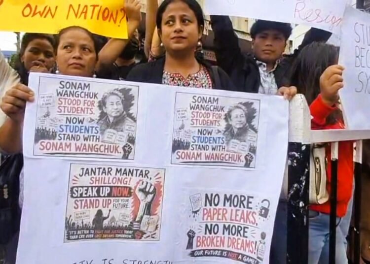Delhi stir impact felt in Shillong; students protest in support of Wangchuk
