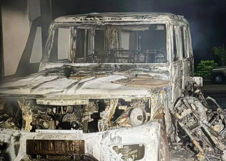 Back-to-back attacks on Govt property: Vehicle burnt, petrol bomb thrown