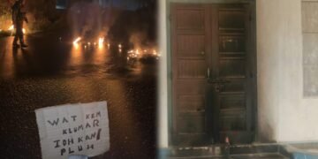 Petrol bomb hurled at MECOFED market, tyre burnt with warning note