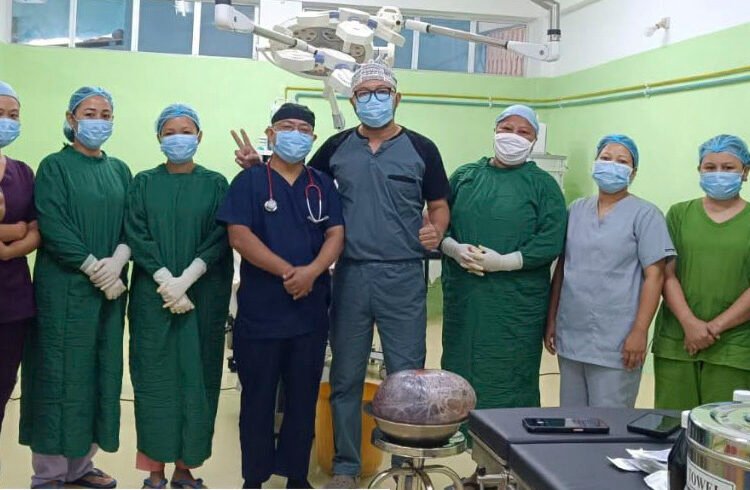 15-Kg ovarian tumour removed at Williamnagar Civil Hospital